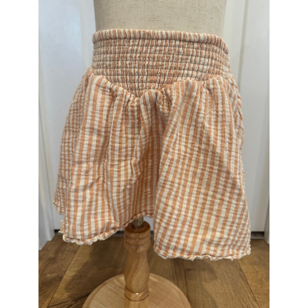 Girls Rylee + Cru Skirt 6 Peach White Striped